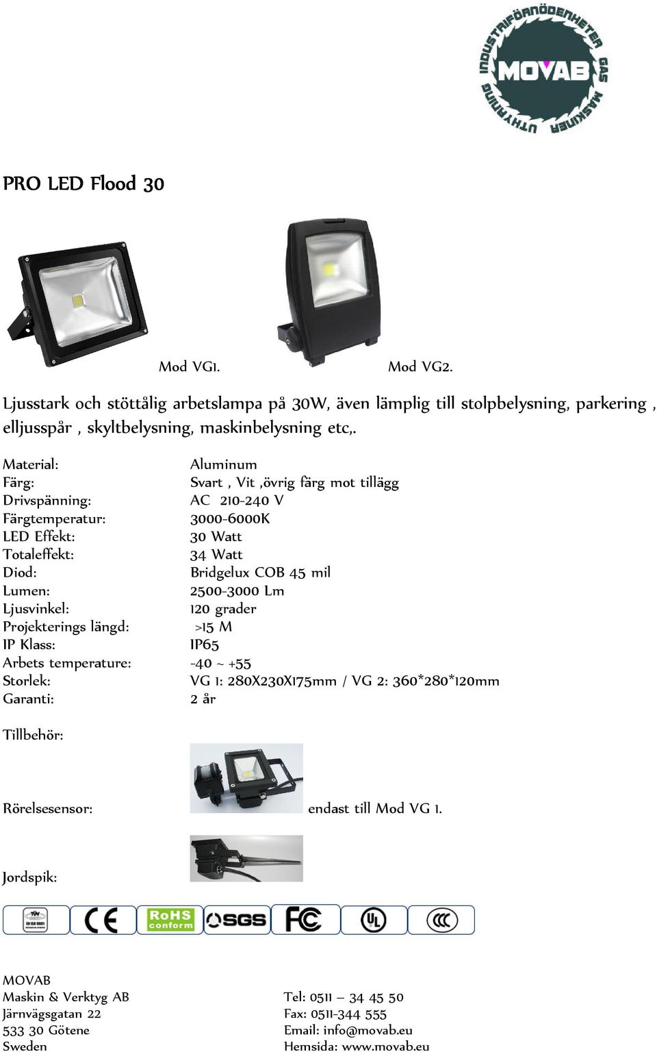 parkering, elljusspår, skyltbelysning, maskinbelysning etc,.