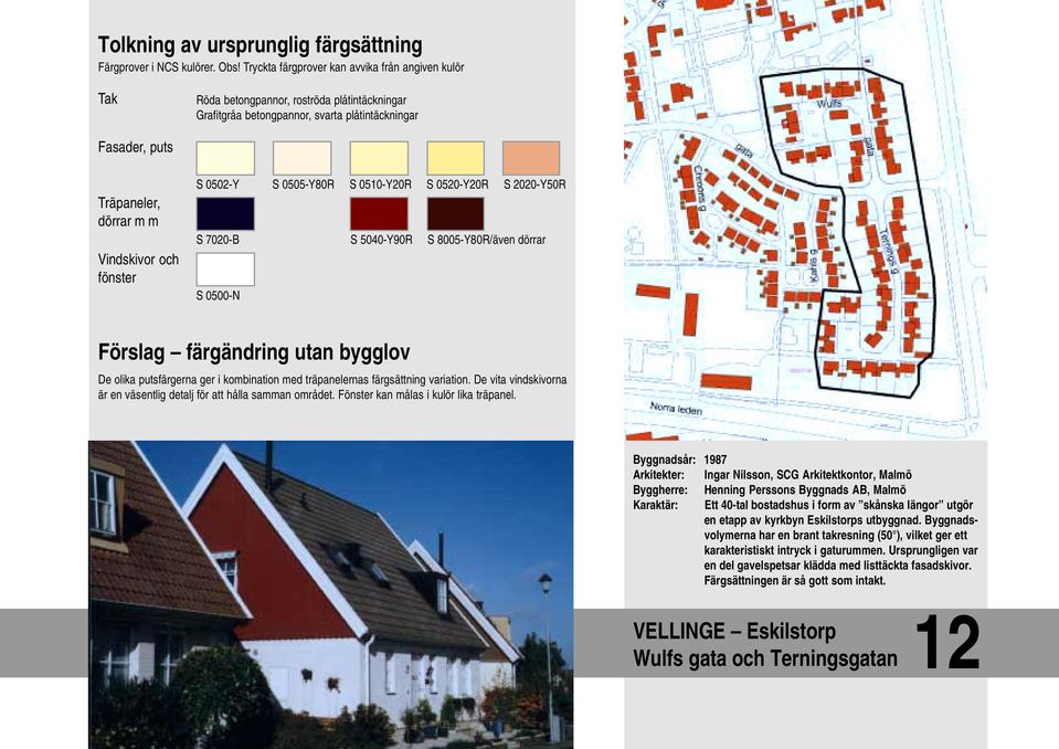 De vita vindskivorna är en väsentlig detalj för att hålla samman området. Fönster kan målas i kulör lika träpanel.