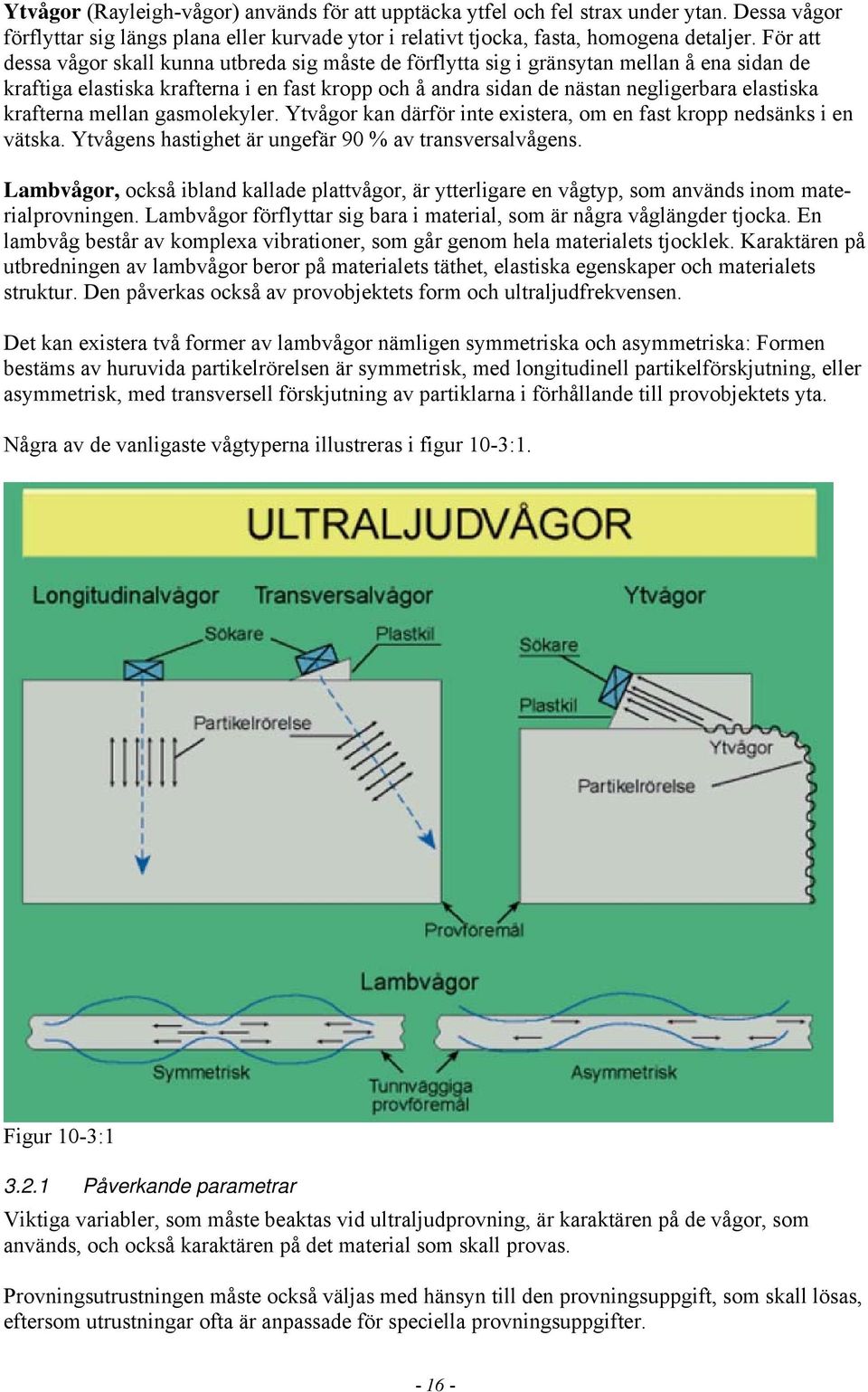 krafterna mellan gasmolekyler. Ytvågor kan därför inte existera, om en fast kropp nedsänks i en vätska. Ytvågens hastighet är ungefär 90 % av transversalvågens.