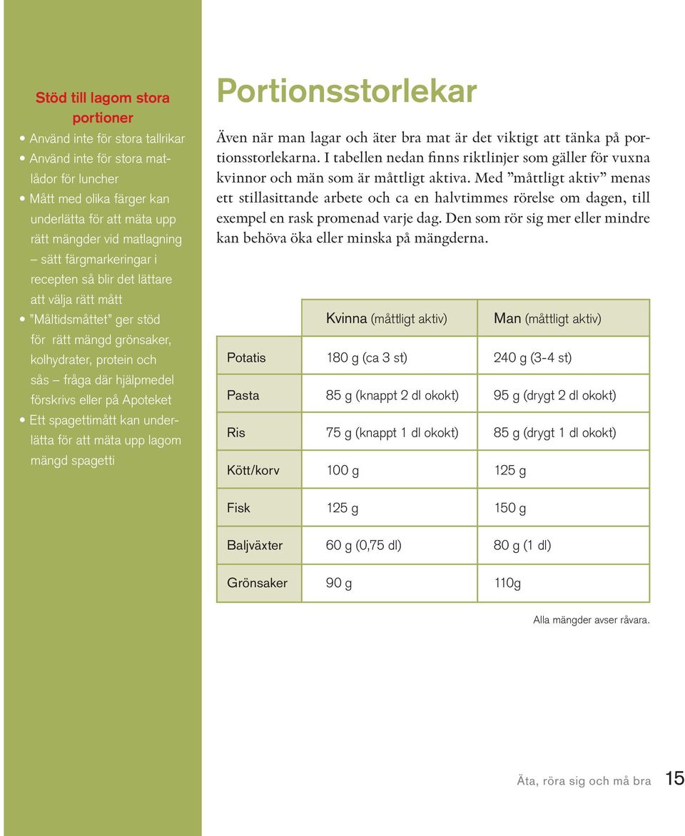 Läs gärna innehållsdeklarationen och kontrollera att portionen innehåller lagom mycket energi.