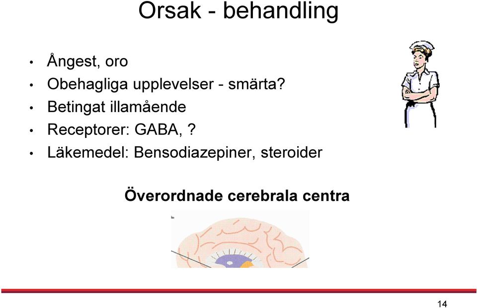 Betingat illamående Receptorer: GABA,?