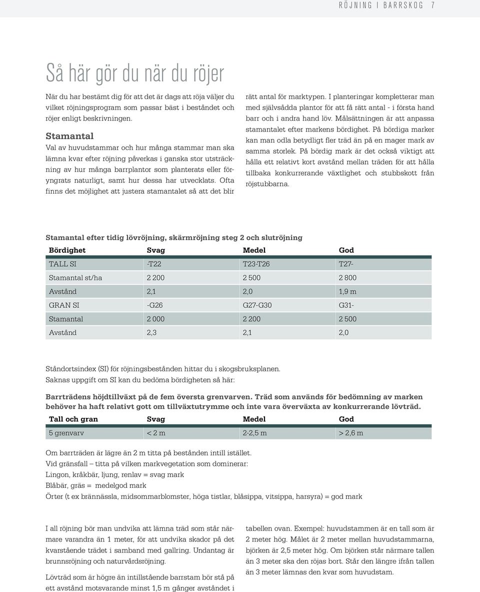 dessa har utvecklats. Ofta finns det möjlighet att justera stamantalet så att det blir rätt antal för marktypen.