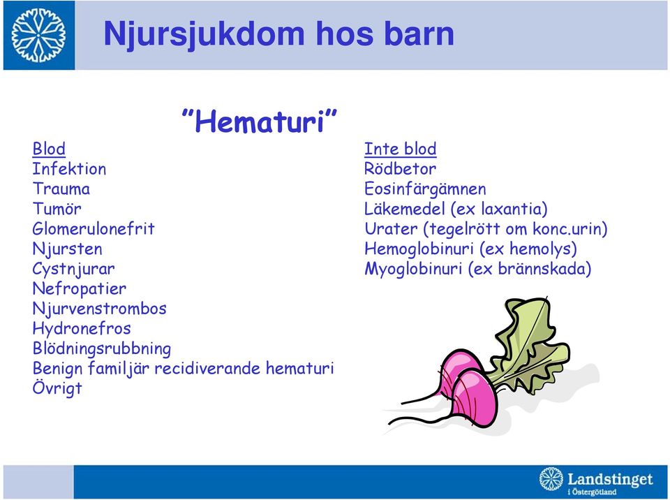 recidiverande hematuri Övrigt Inte blod Rödbetor Eosinfärgämnen Läkemedel (ex