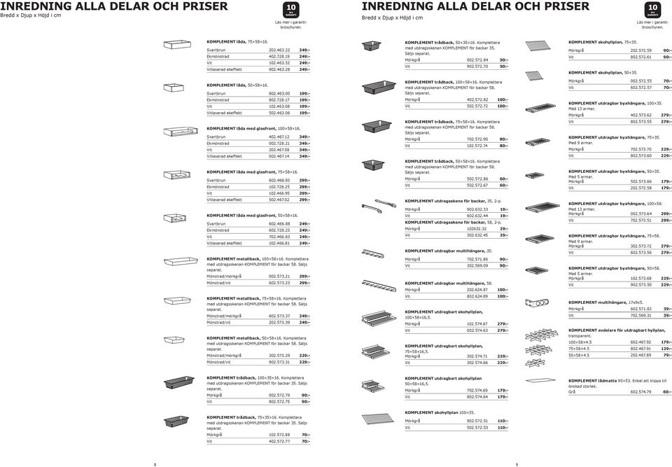 463.06 1 KOMPLEMENT låda med glasfront, 100 58 16. brun 402.467.12 349:- 002.728.21 349:- 202.467.08 349:- laserad ekeffekt 002.467.14 349:- 702.572.90 80:- 102.572.74 80:- KOMPLEMENT låda med glasfront, 75 58 16.