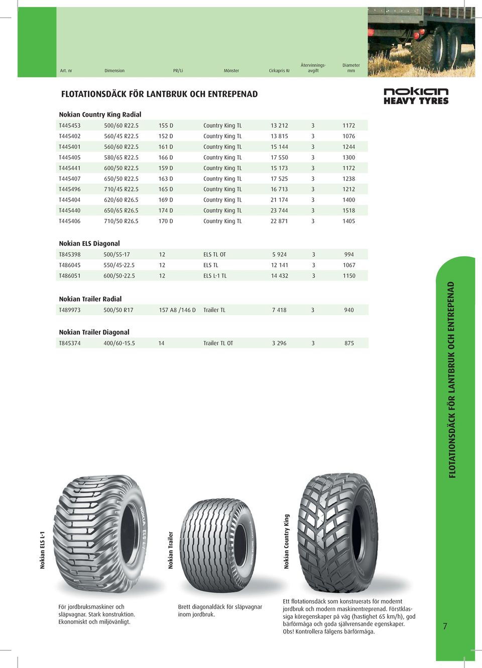 5 166 Country King TL 17 550 3 1300 T445441 600/50 R22.5 159 Country King TL 15 173 3 1172 T445407 650/50 R22.5 163 Country King TL 17 525 3 1238 T445496 710/45 R22.