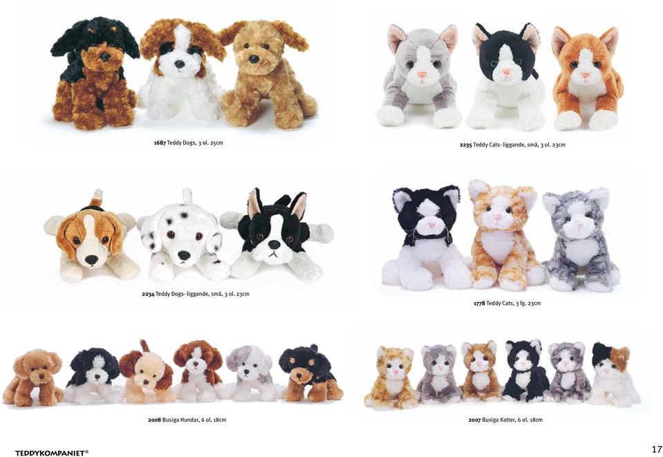 23cm 2234 Teddy Dogs- liggande, små, 3 ol.