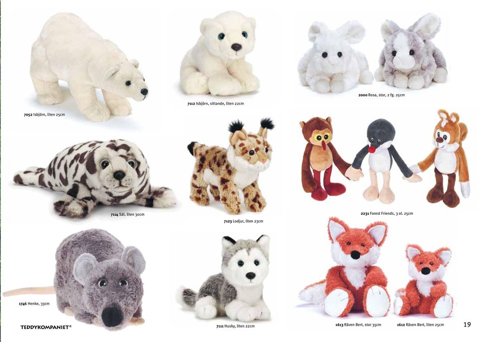 7114 Säl, liten 30cm 7123 Lodjur, liten 23cm 2231 Forest Friends,