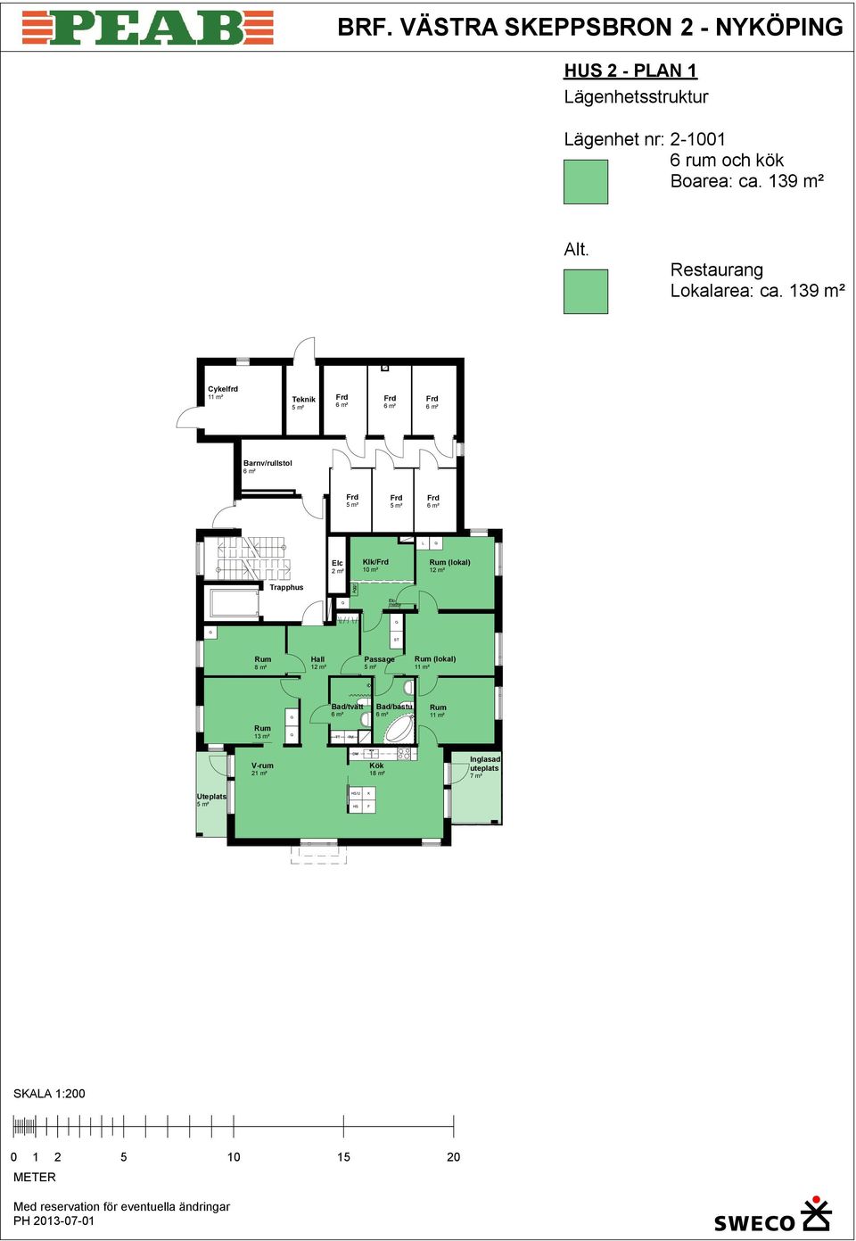139 m² 27 Cykelfrd Teknik rd rd rd Barnv/rullstol Postboxar rd rd rd Elc lk/rd