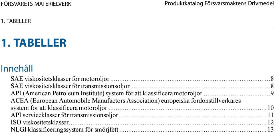 ..8 API (American Petroleum Institute) system för att klassificera motoroljor.