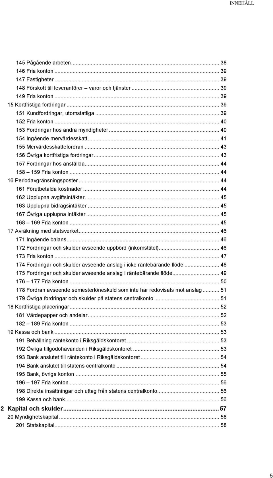 .. 43 156 Övriga kortfristiga fordringar... 43 157 Fordringar hos anställda... 44 158 159 Fria konton... 44 16 Periodavgränsningsposter... 44 161 Förutbetalda kostnader.