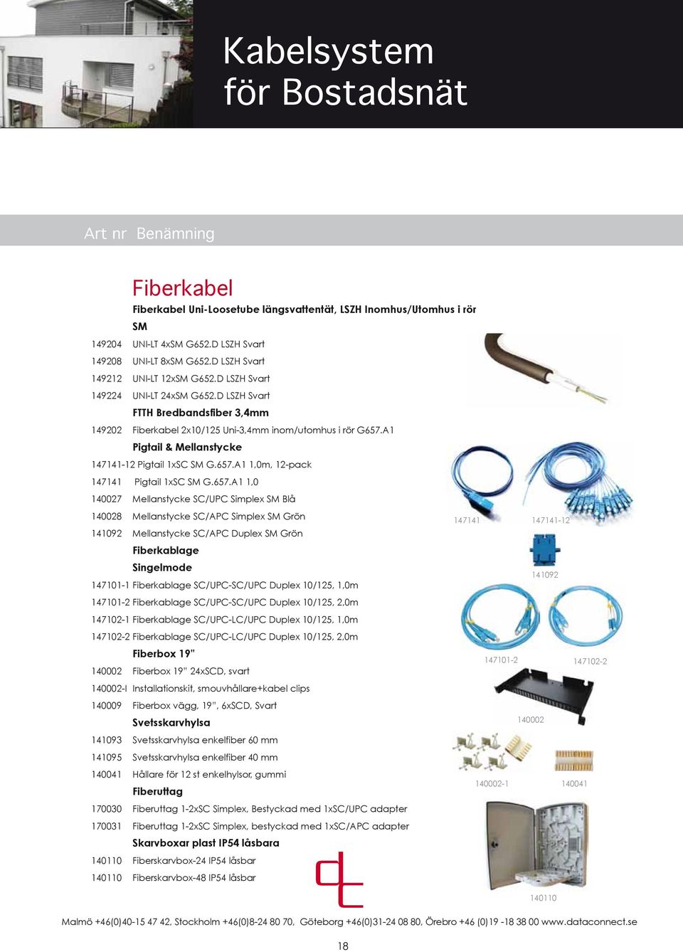 A1 Pigtail & Mellanstycke 147141-12 Pigtail 1xSC SM G.657.