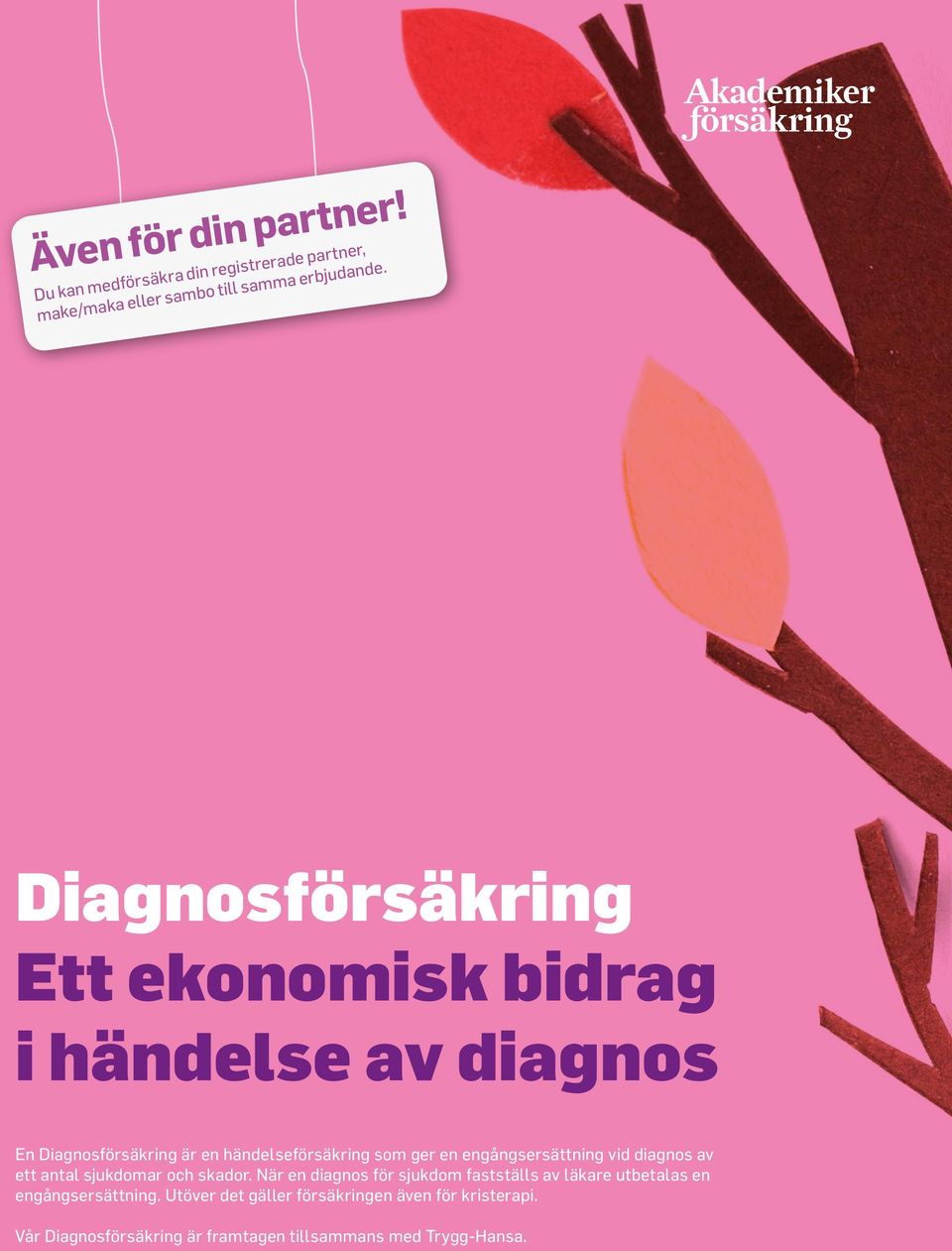 engångsersättning vid diagnos av ett antal sjukdomar och skador.