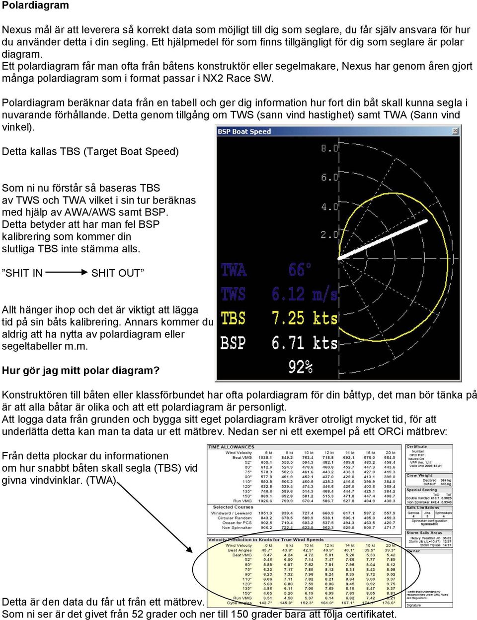 Ett polardiagram får man ofta från båtens konstruktör eller segelmakare, Nexus har genom åren gjort många polardiagram som i format passar i NX2 Race SW.