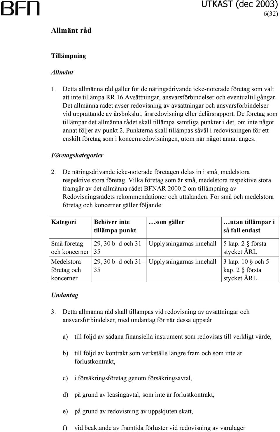 Det allmänna rådet avser redovisning av avsättningar och ansvarsförbindelser vid upprättande av årsbokslut, årsredovisning eller delårsrapport.