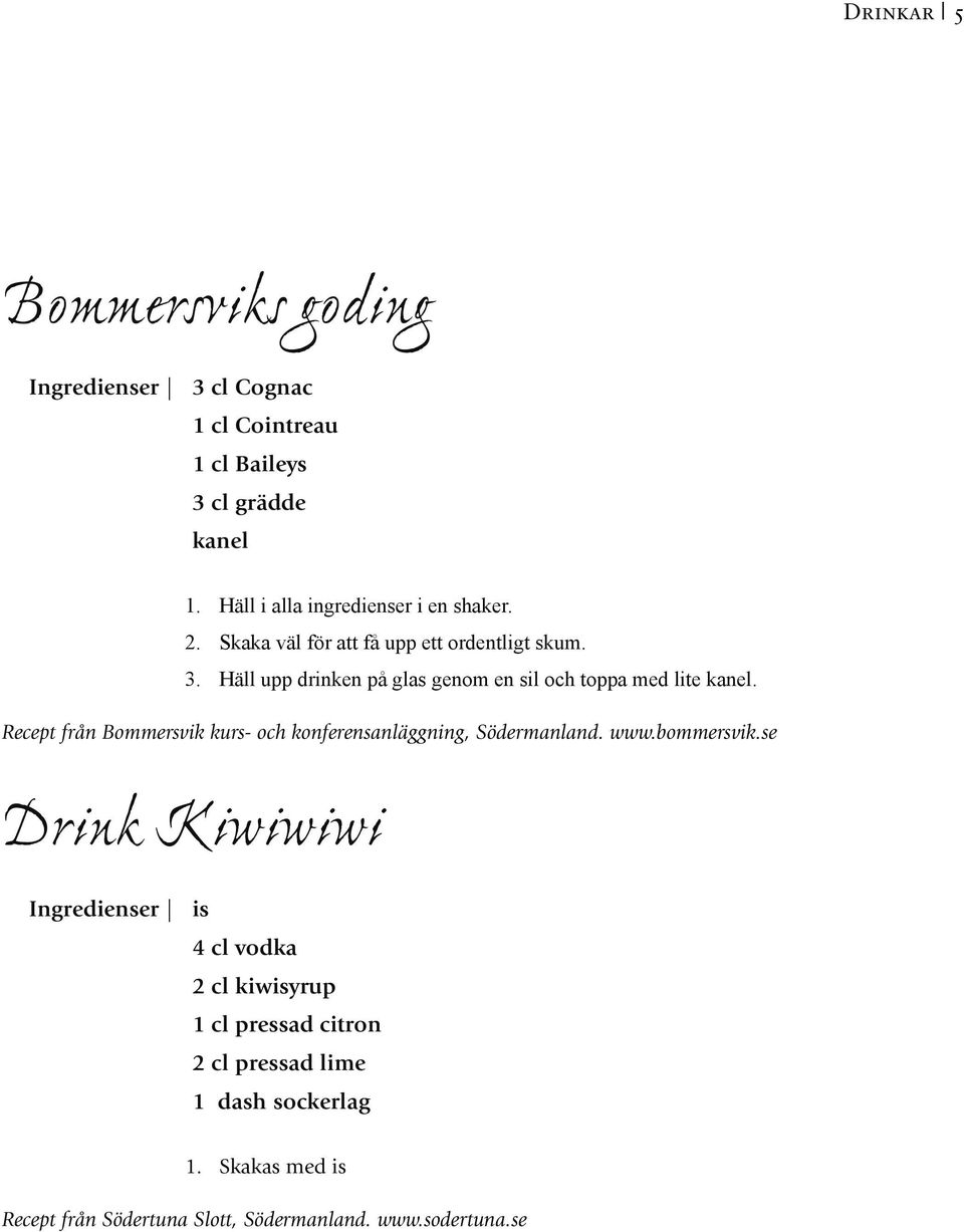 Häll upp drinken på glas genom en sil och toppa med lite kanel. Recept från Bommersvik kurs- och konferensanläggning, Södermanland.