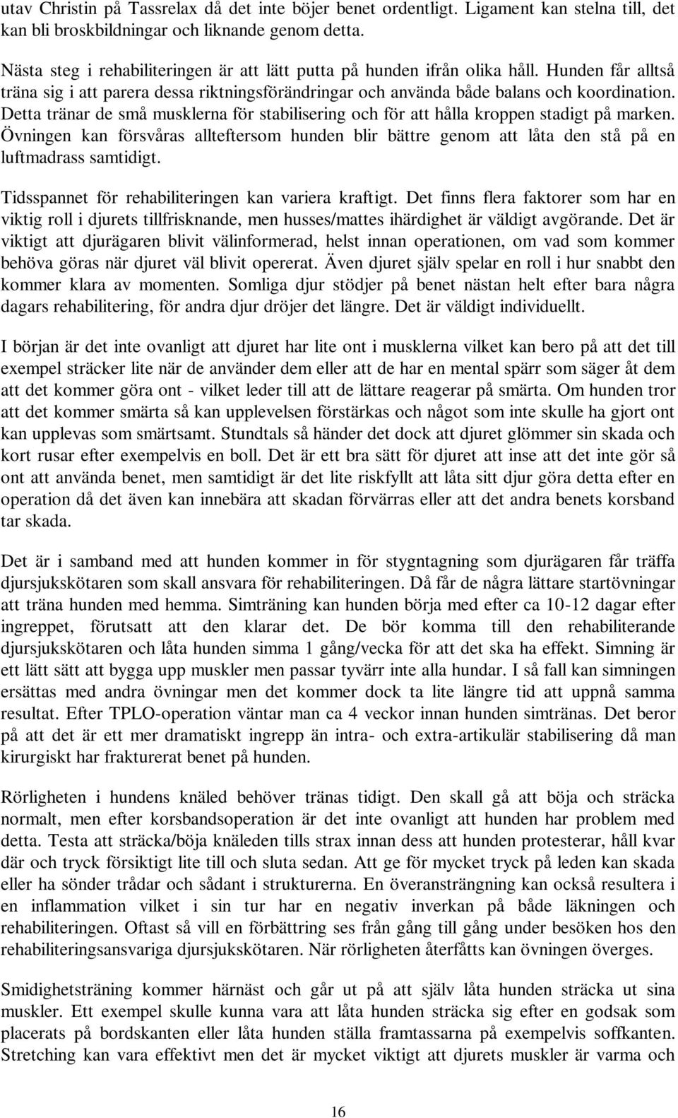 Detta tränar de små musklerna för stabilisering och för att hålla kroppen stadigt på marken. Övningen kan försvåras allteftersom hunden blir bättre genom att låta den stå på en luftmadrass samtidigt.