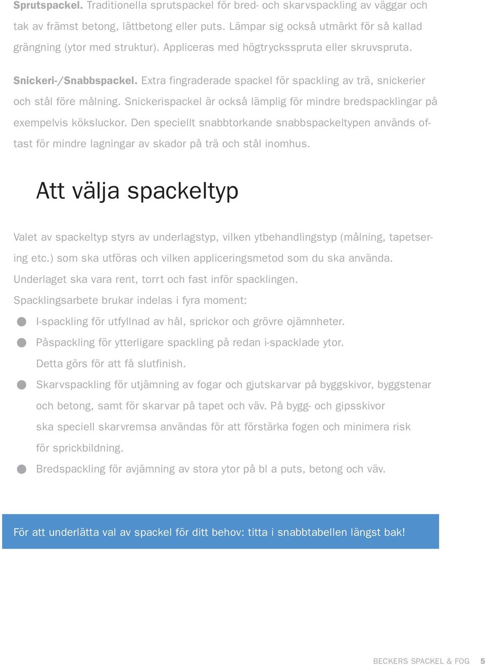 Snickerispackel är också lämplig för mindre bredspacklingar på exempelvis köksluckor.