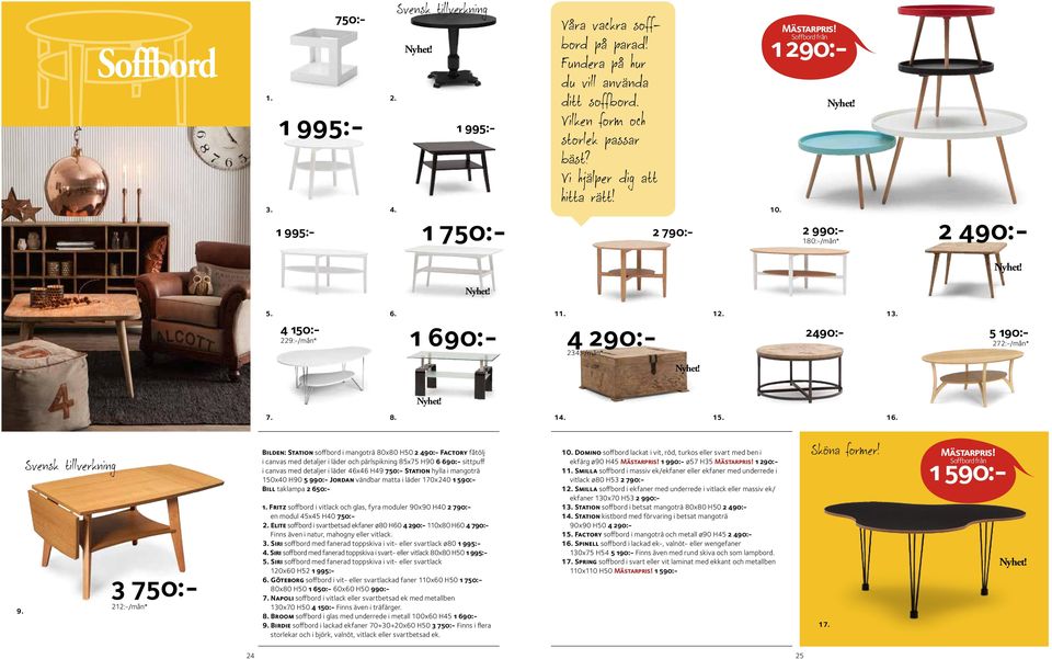 3 750:- 212:-/mån* Bilden: Station soffbord i mangoträ 80x80 H50 2 490:- Factory fåtölj i canvas med detaljer i läder och pärlspikning 85x75 H90 6 690:- sittpuff i canvas med detaljer i läder 46x46