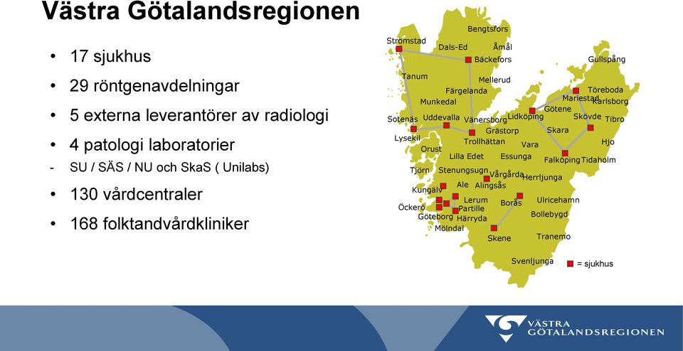 Götene Sotenäs Uddevalla Vänersborg Lidköping Skövde Tibro Grästorp Skara Lysekil Trollhättan Vara Hjo Orust Lilla Edet Essunga Falköping Tidaholm Tjörn