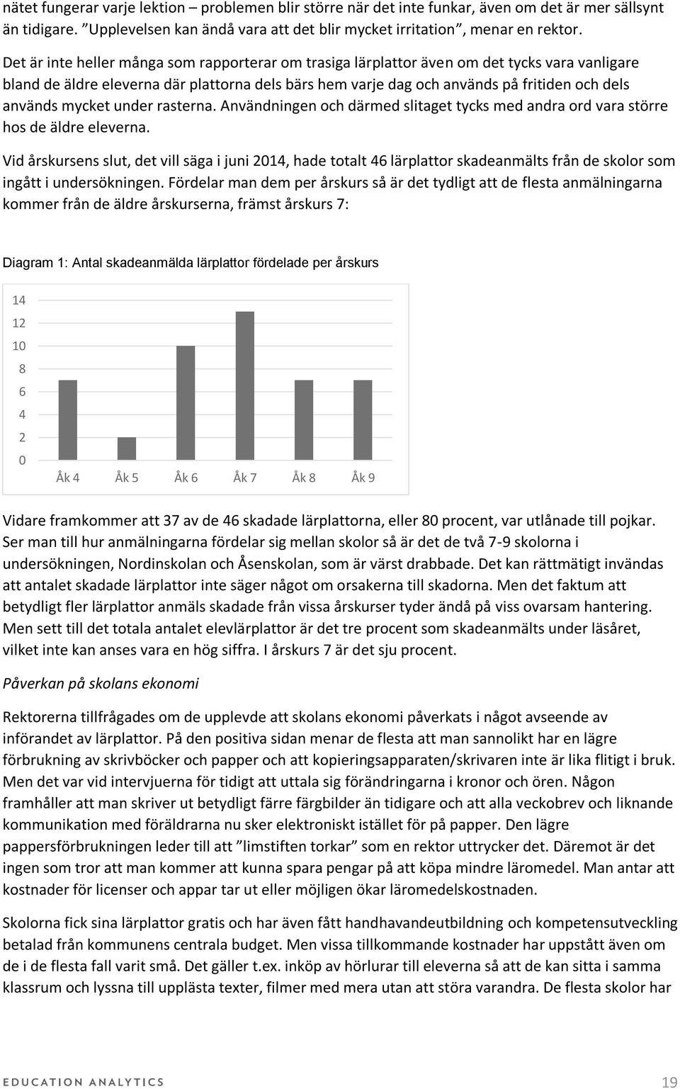 mycket under rasterna. Användningen och därmed slitaget tycks med andra ord vara större hos de äldre eleverna.