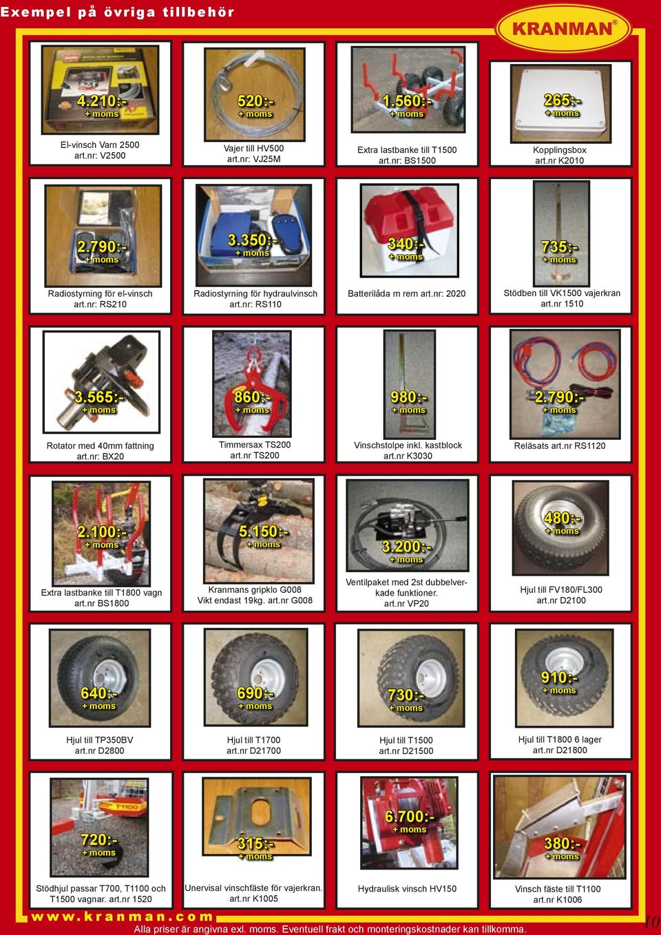 565:- 860:- 980:- Rotator med 40mm fattning art.nr: BX20 Timmersax TS200 art.nr TS200 Vinschstolpe inkl. kastblock art.nr K3030 Reläsats art.nr RS1120 2.100:- 5.150:- 3.