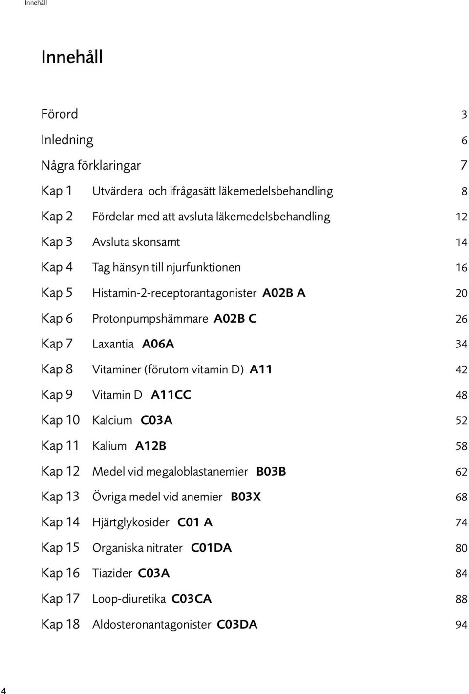 Vitaminer (förutom vitamin D) A11 42 Kap 9 Vitamin D A11CC 48 Kap 10 Kalcium C03A 52 Kap 11 Kalium A12B 58 Kap 12 Medel vid megaloblastanemier B03B 62 Kap 13 Övriga medel vid