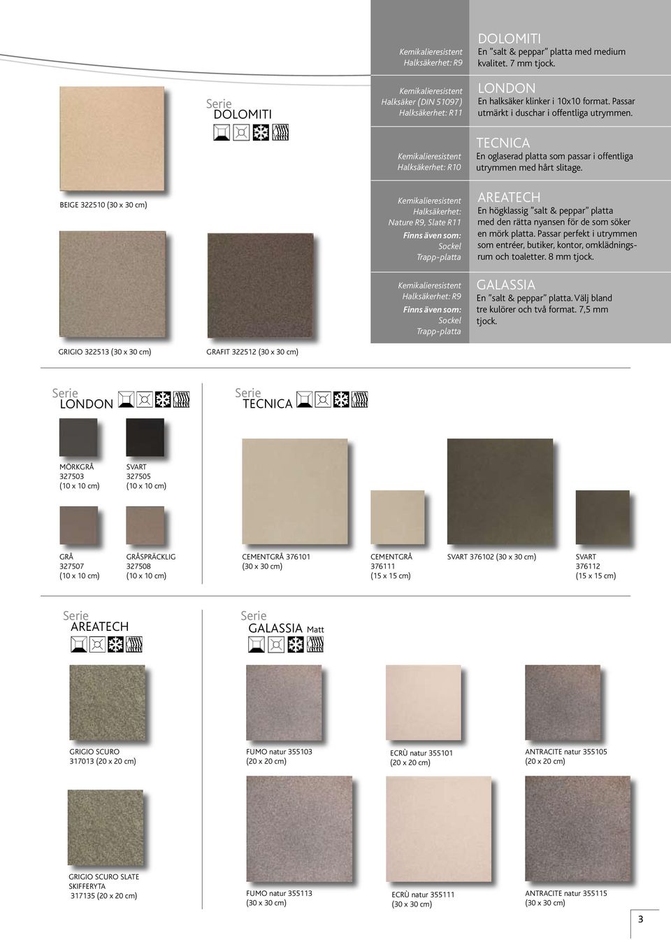 BEIGE 322510 Halksäkerhet: Nature R9, Slate R11 Finns även som: Trapp-platta Halksäkerhet: R9 Finns även som: Trapp-platta AREATECH En högklassig salt & peppar platta med den rätta nyansen för de som