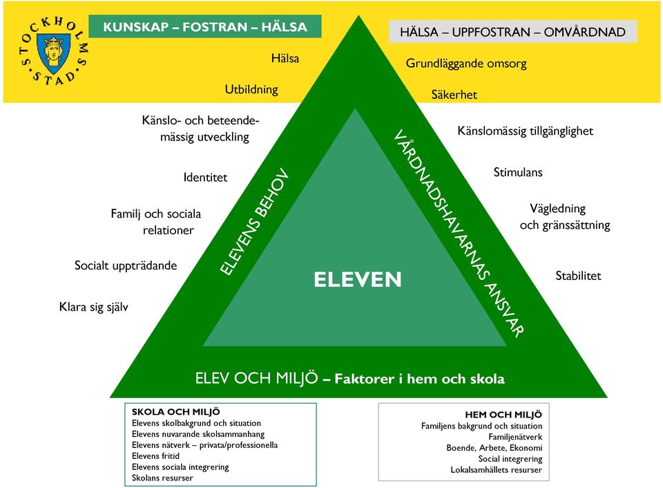 MILJÖ Faktorer i hem och skola SKOLA OCH MILJÖ Elevens skolbakgrund och situation Elevens nuvarande skolsammanhang Elevens nätverk privata/professionella Elevens