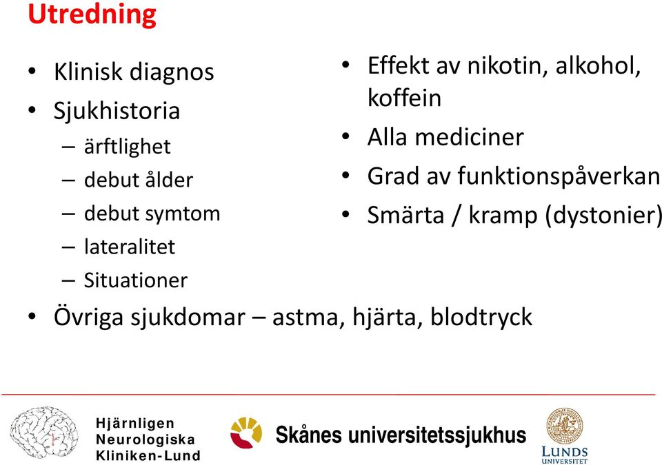 nikotin, alkohol, koffein Alla mediciner Grad av