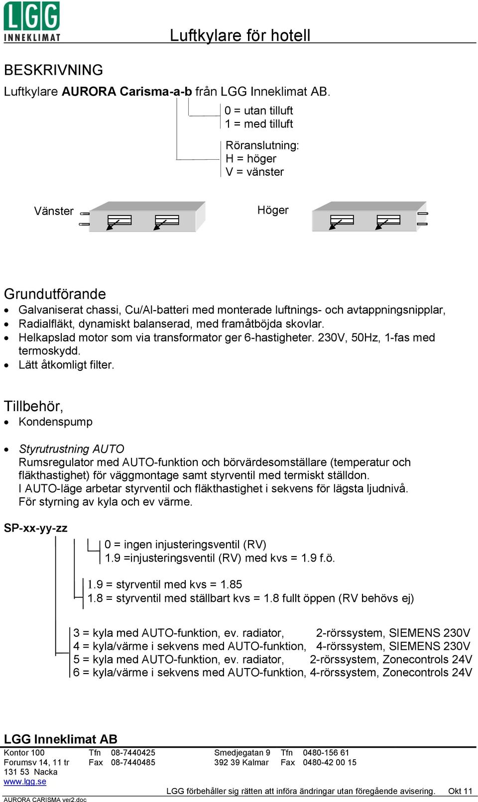 dynamiskt balanserad, med framåtböjda skovlar. Helkapslad motor som via transformator ger 6-hastigheter. 230V, 50Hz, 1-fas med termoskydd. Lätt åtkomligt filter.