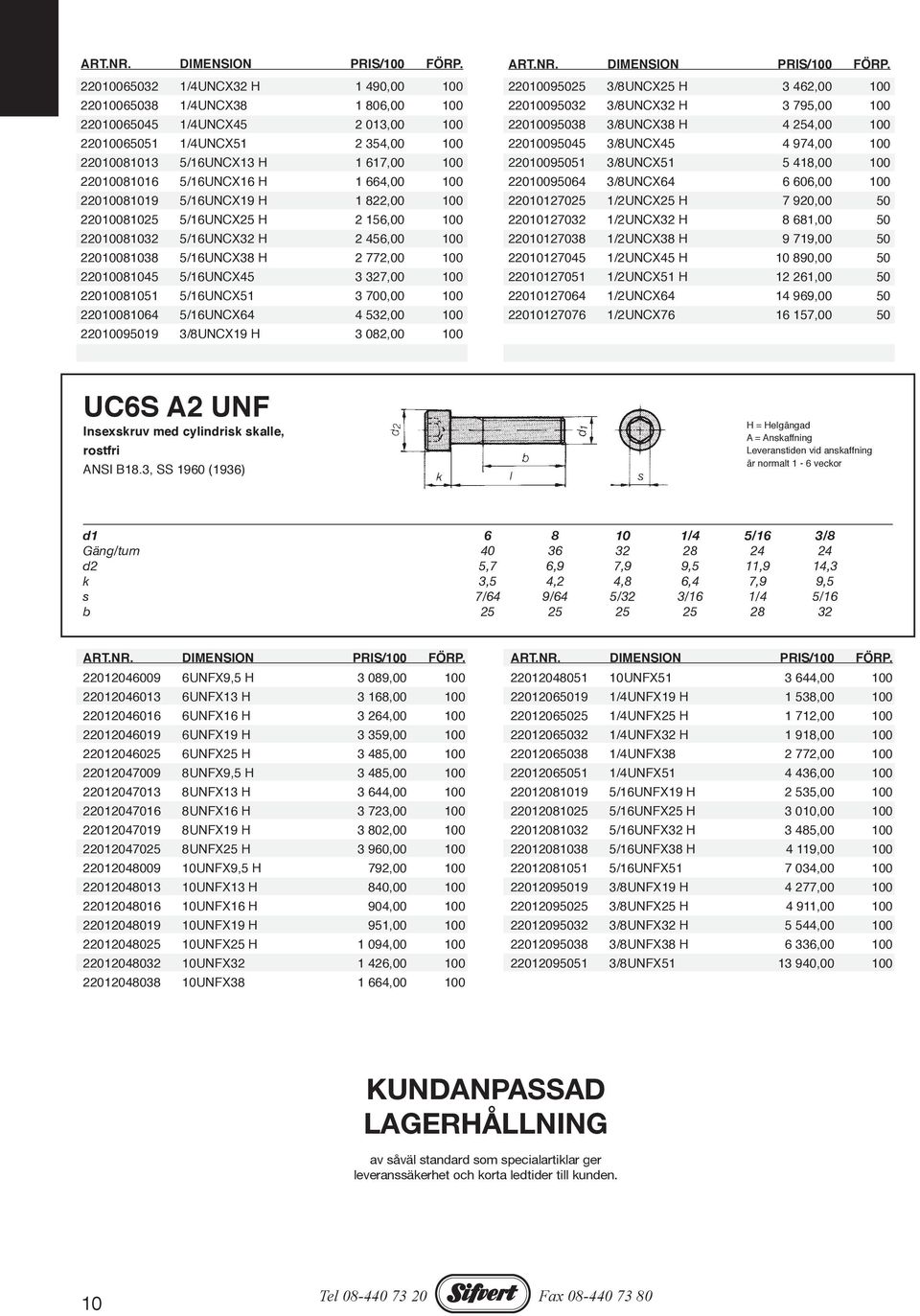 5/16UNCX45 3 327,00 100 22010081051 5/16UNCX51 3 700,00 100 22010081064 5/16UNCX64 4 532,00 100 22010095019 3/8UNCX19 H 3 082,00 100 22010095025 3/8UNCX25 H 3 462,00 100 22010095032 3/8UNCX32 H 3