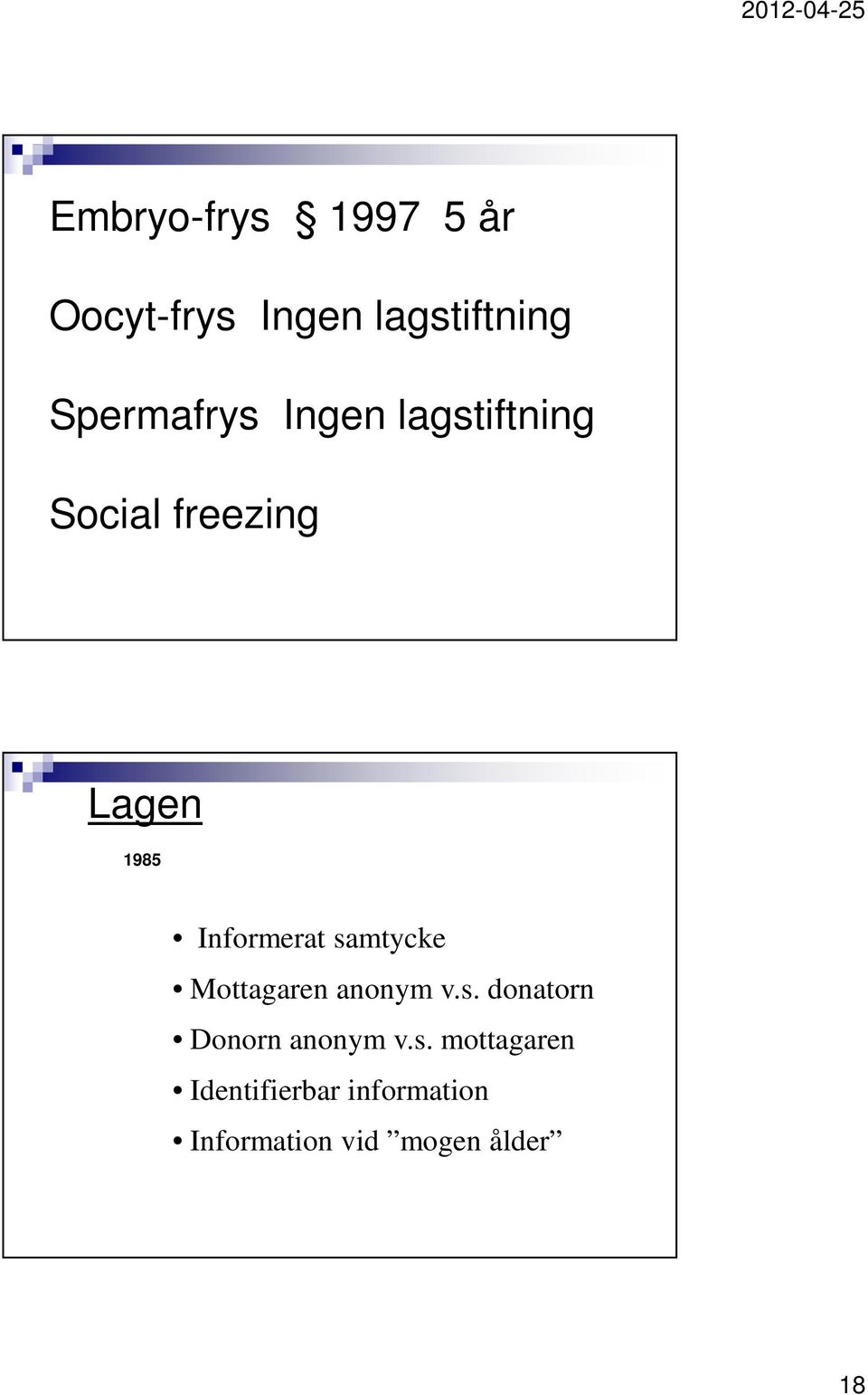 Informerat samtycke Mottagaren anonym v.s. donatorn Donorn anonym v.