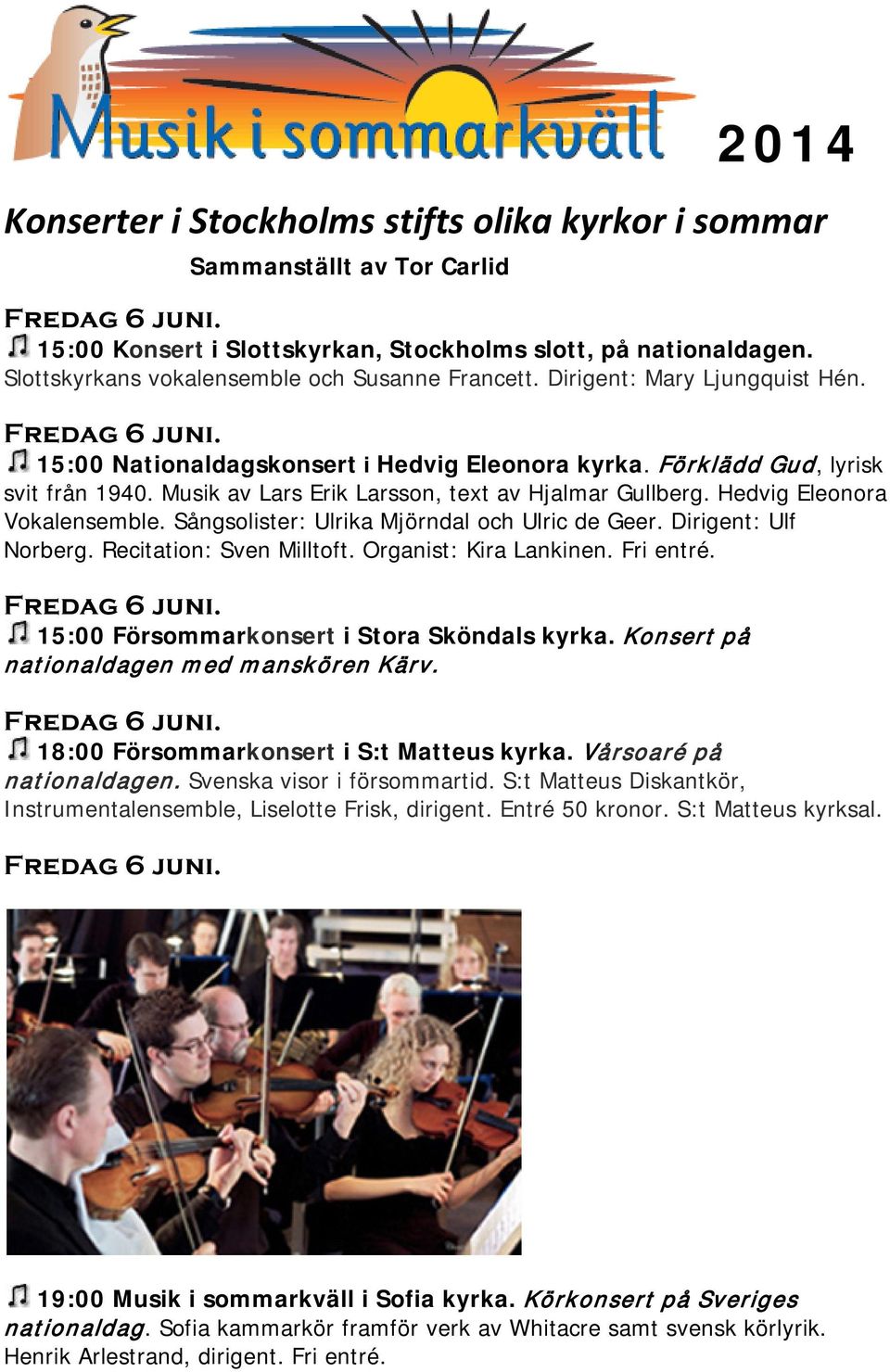 Konserter i Stockholms stifts olika kyrkor i sommar - PDF Gratis nedladdning