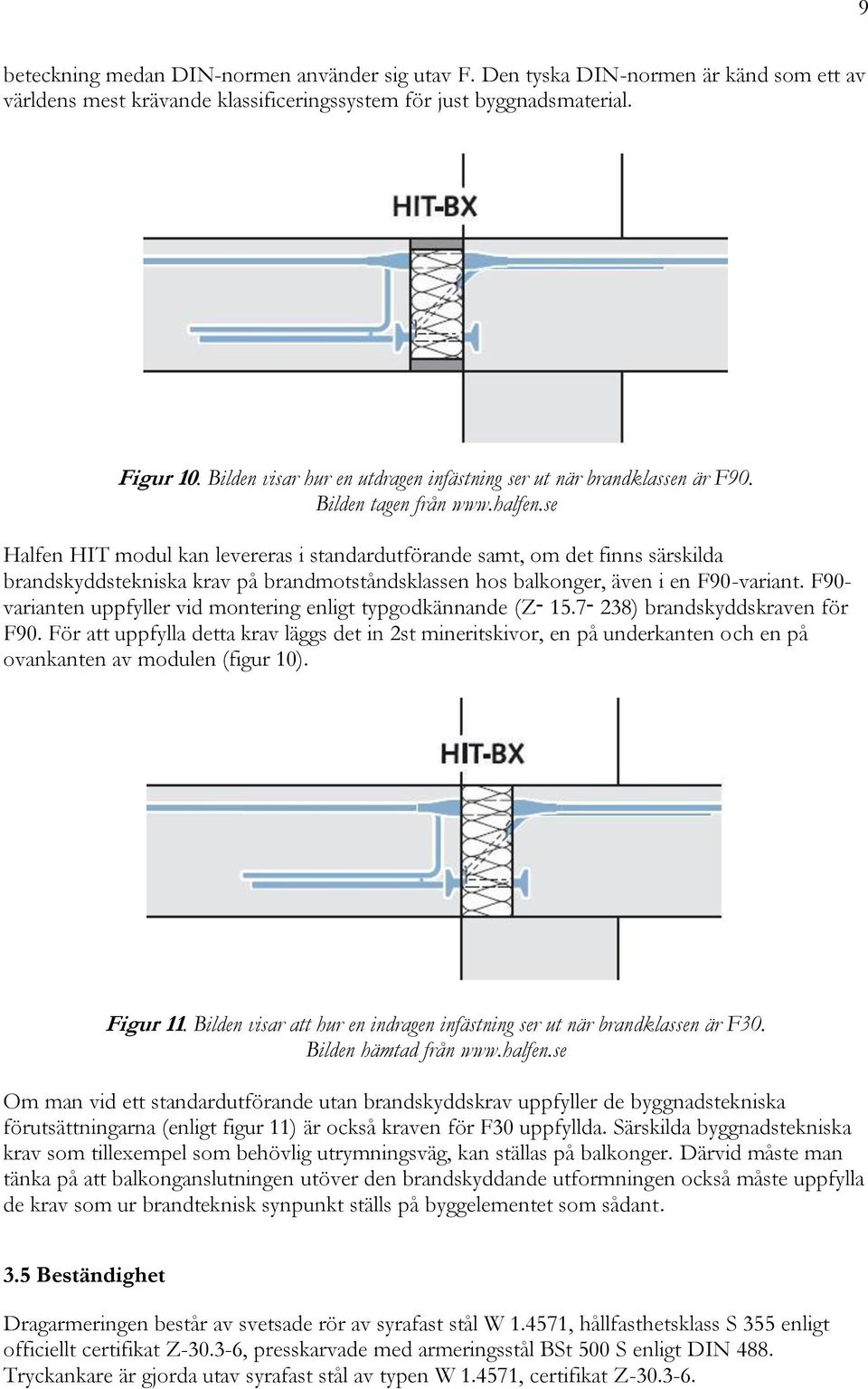 se Halfen HIT modul kan levereras i standardutförande samt, om det finns särskilda brandskyddstekniska krav på brandmotståndsklassen hos balkonger, även i en F90-variant.