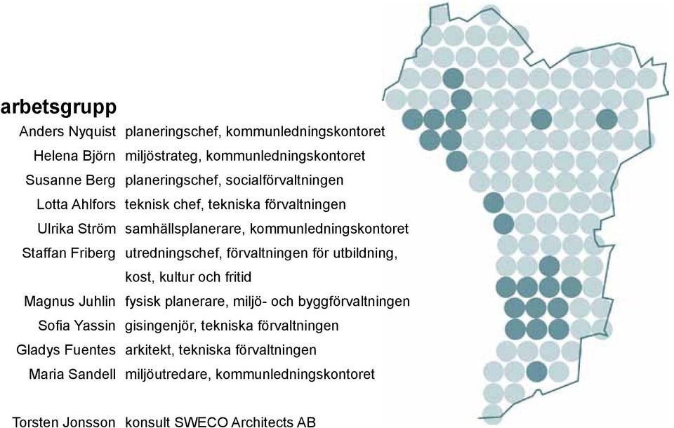 utredningschef, förvaltningen för utbildning, kost, kultur och fritid Magnus Juhlin fysisk planerare, miljö- och byggförvaltningen Sofia Yassin