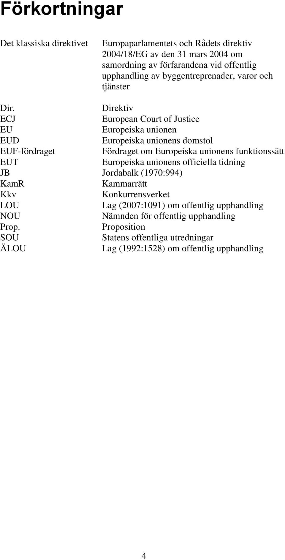 Direktiv ECJ European Court of Justice EU Europeiska unionen EUD Europeiska unionens domstol EUF-fördraget Fördraget om Europeiska unionens funktionssätt EUT