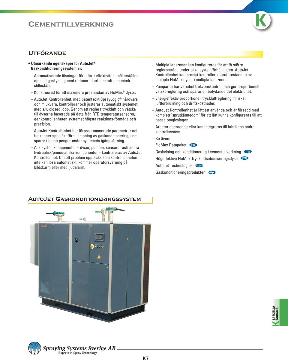 Genom att reglera tryckluft och vätska till dysorna baserade på data från RTD temperatursensorer, ger kontrollenheten systemet högsta reaktions-förmåga och precision.