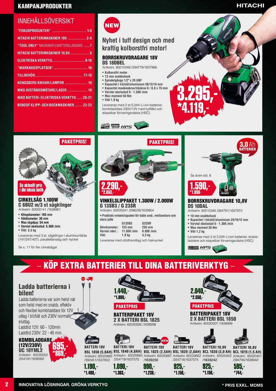 .. 22-23 Nyhet i tuff design och med kraftig kolborstfri motor! BORRSKRUVDRAGARE 18V DS 18DBEL Artikelnr.