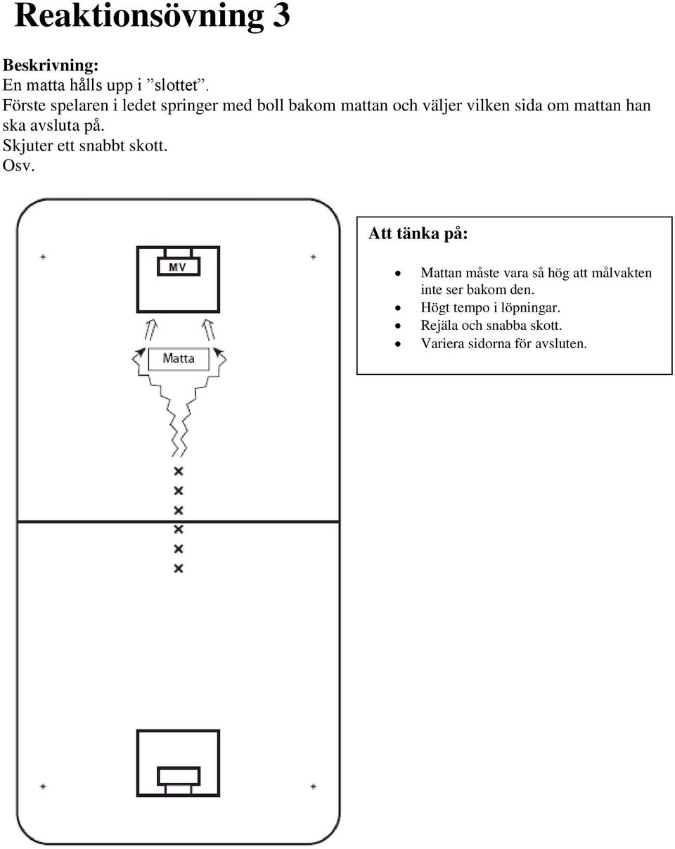 mattan han ska avsluta på. Skjuter ett snabbt skott. Osv.