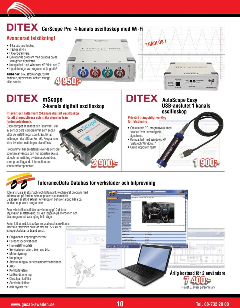 CarScope Pro 4-kanals oscilloskop med Wi-Fi 4 950:- TRÅDLÖS!