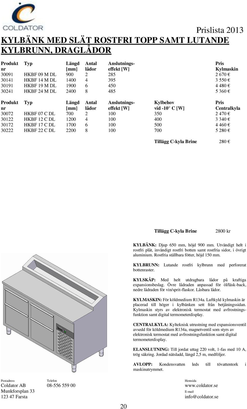 C DL 700 2 100 350 2 470 30122 HKBF 12 C DL 1200 4 100 400 3 340 30172 HKBF 17 C DL 1700 6 100 500 4 460 30222 HKBF 22 C DL 2200 8 100 700 5 280 Tillägg C-kyla Brine 280 Tillägg C-kyla Brine 2800 kr