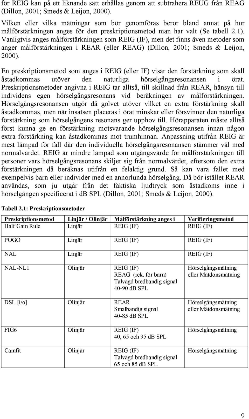 Vanligtvis anges målförstärkningen som REIG (IF), men det finns även metoder som anger målförstärkningen i REAR (eller REAG) (Dillon, 2001; Smeds & Leijon, 2000).