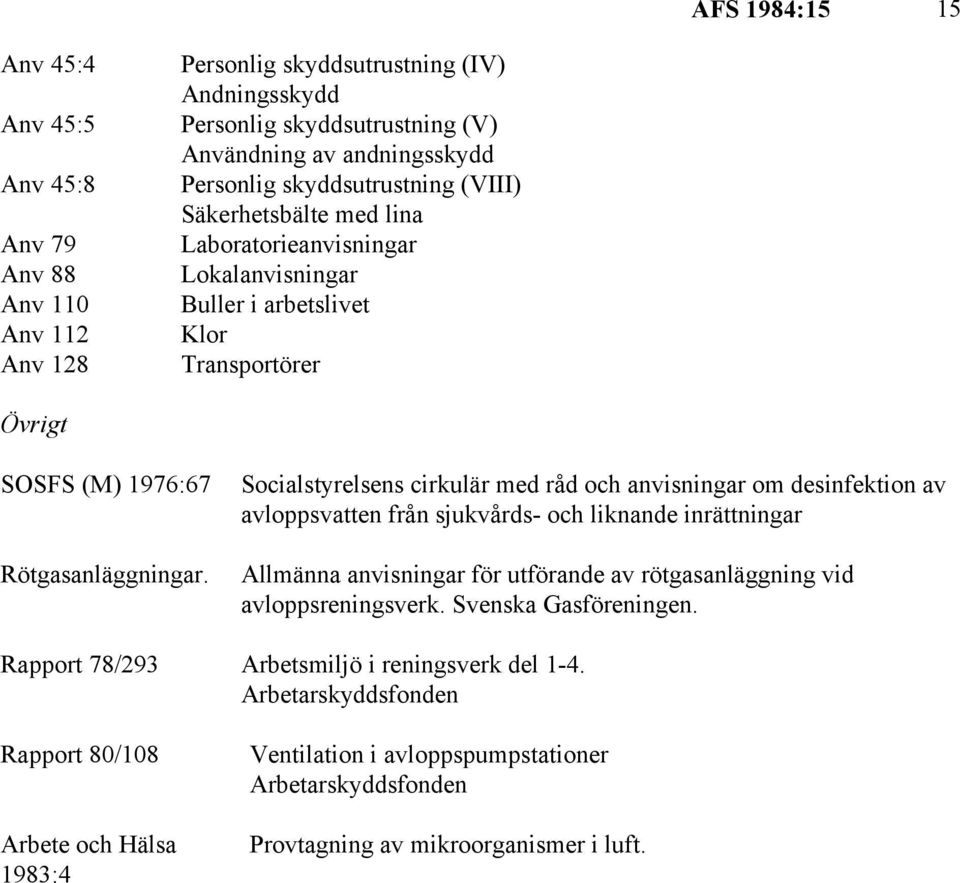 Socialstyrelsens cirkulär med råd och anvisningar om desinfektion av avloppsvatten från sjukvårds- och liknande inrättningar Allmänna anvisningar för utförande av rötgasanläggning vid