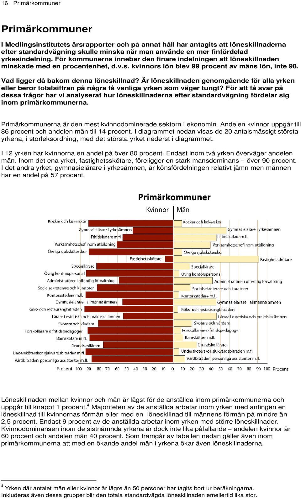 Vad ligger då bakom denna löneskillnad? Är löneskillnaden genomgående för alla yrken eller beror totalsiffran på några få vanliga yrken som väger tungt?