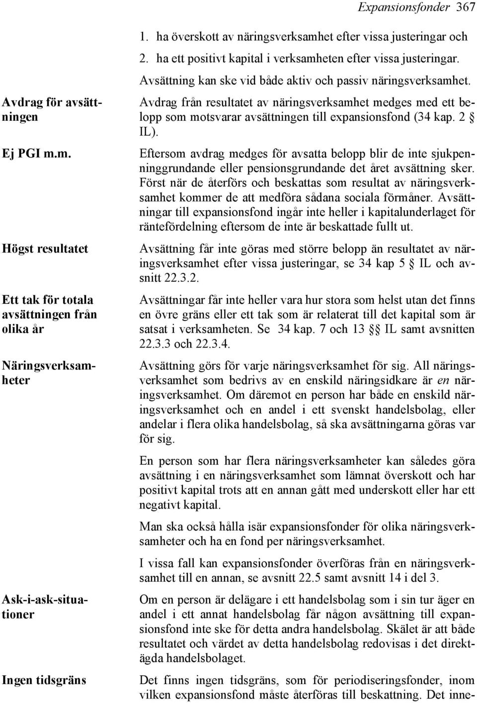 Avdrag från resultatet av näringsverksamhet medges med ett belopp som motsvarar avsättningen till expansionsfond (34 kap. 2 IL).