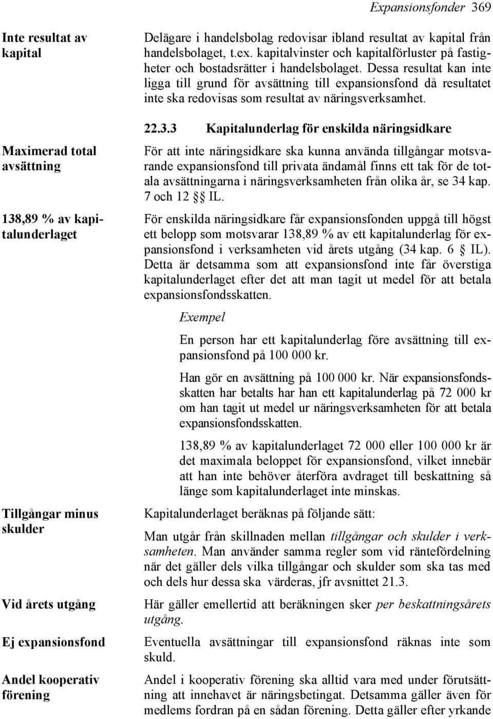 Dessa resultat kan inte ligga till grund för avsättning till expansionsfond då resultatet inte ska redovisas som resultat av näringsverksamhet. 22.3.