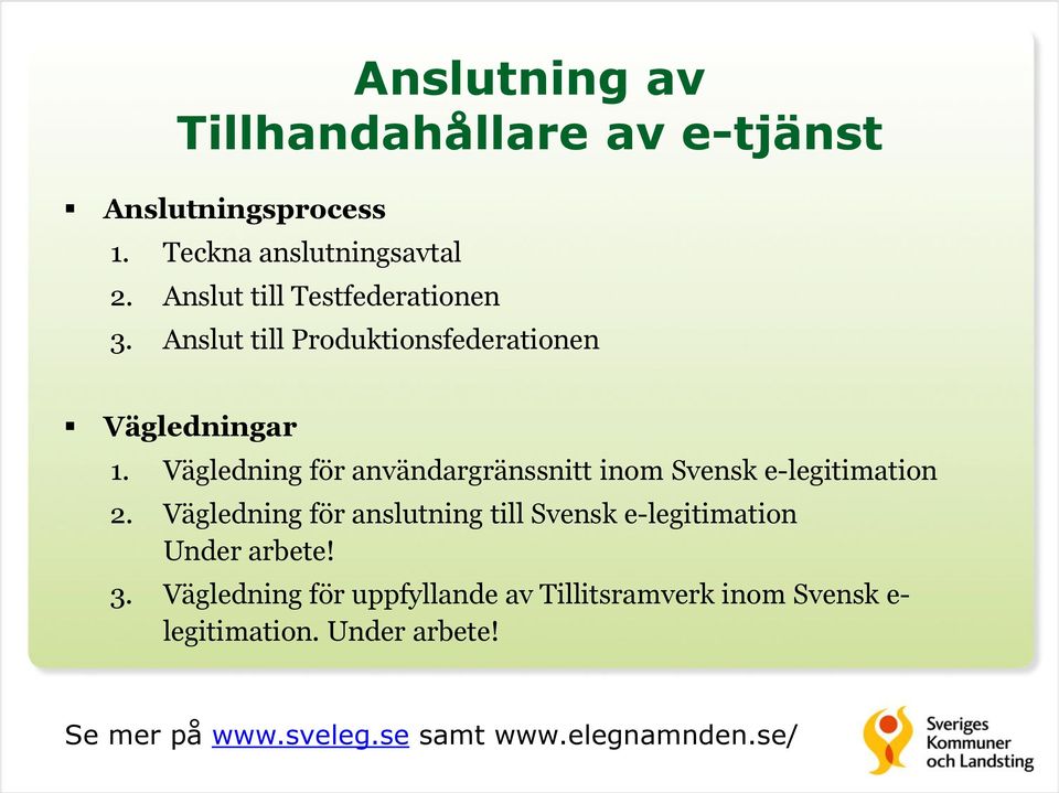 Vägledning för användargränssnitt inom Svensk e-legitimation 2.
