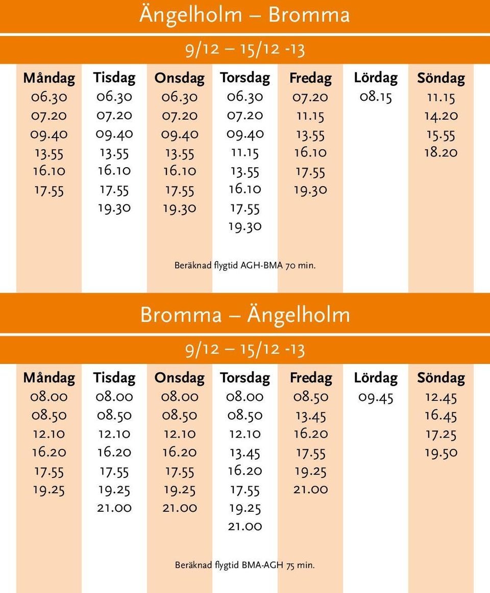 Bromma Ängelholm 9/12 15/12-13 09.45 12.