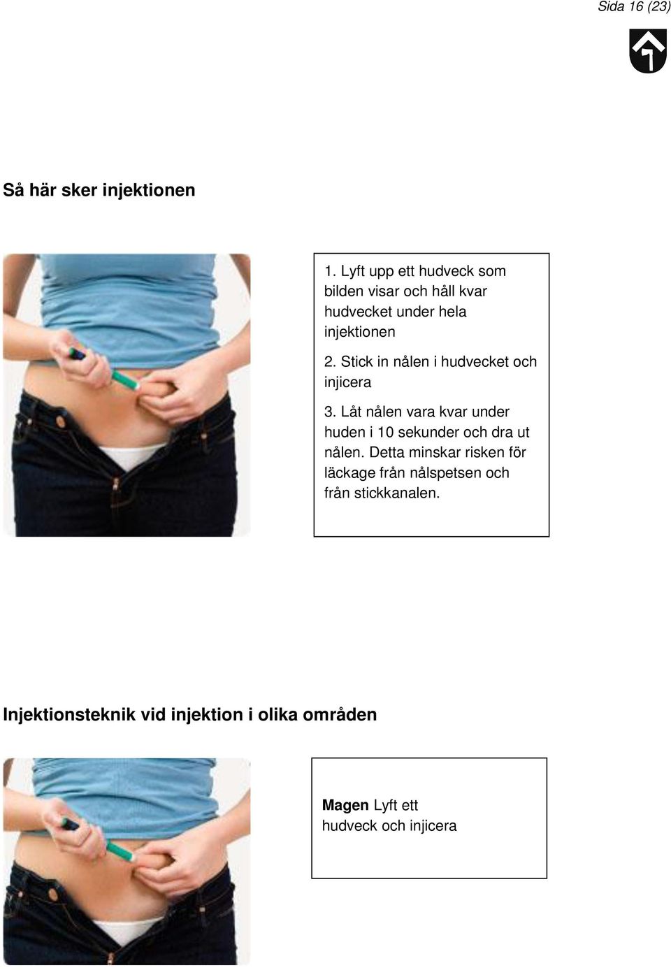 Stick in nålen i hudvecket och injicera 3.