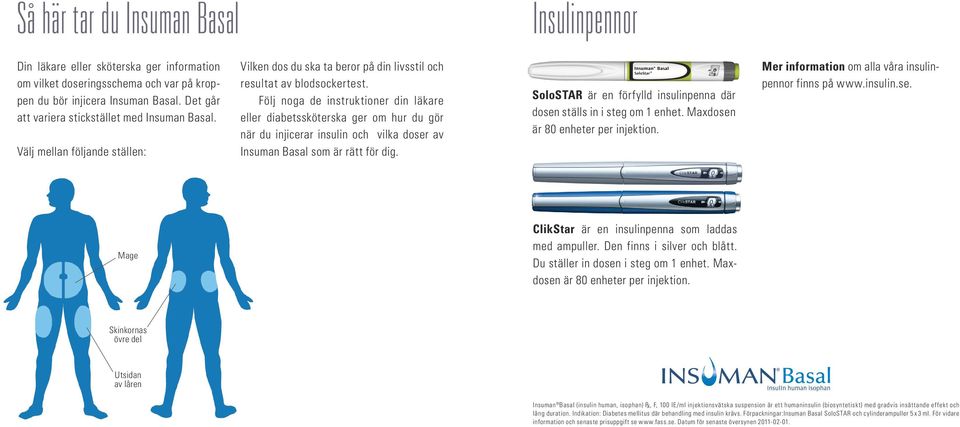 Följ noga de instruktioner din läkare eller diabetssköterska ger om hur du gör när du injicerar insulin och vilka doser av Insuman Basal som är rätt för dig.